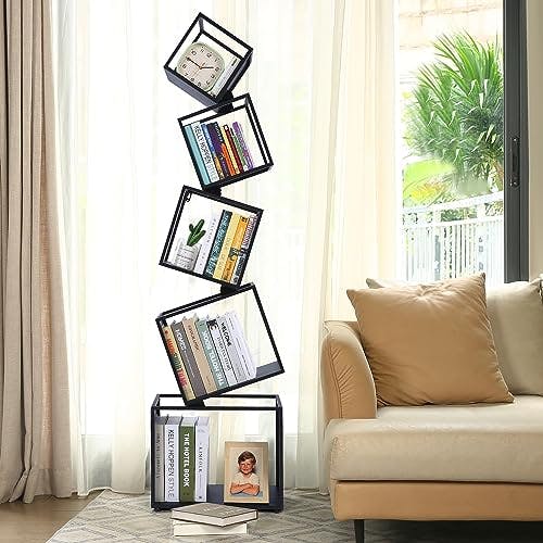 5-Tier Geometric Metal Bookshelf