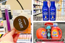 collage image of covergirl makeup, tide detergent, and nivea lotion