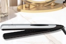 a hair straightener on a vanity