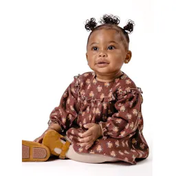 Baby Dress with Ruffle Bib & Tights