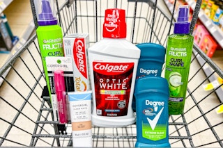 shopping cart full of items from shopping haul