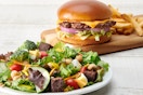 ruby tuesday smashburger with fries and garden bar salad