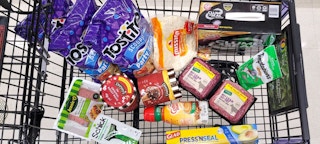 A cart of food at Safeway