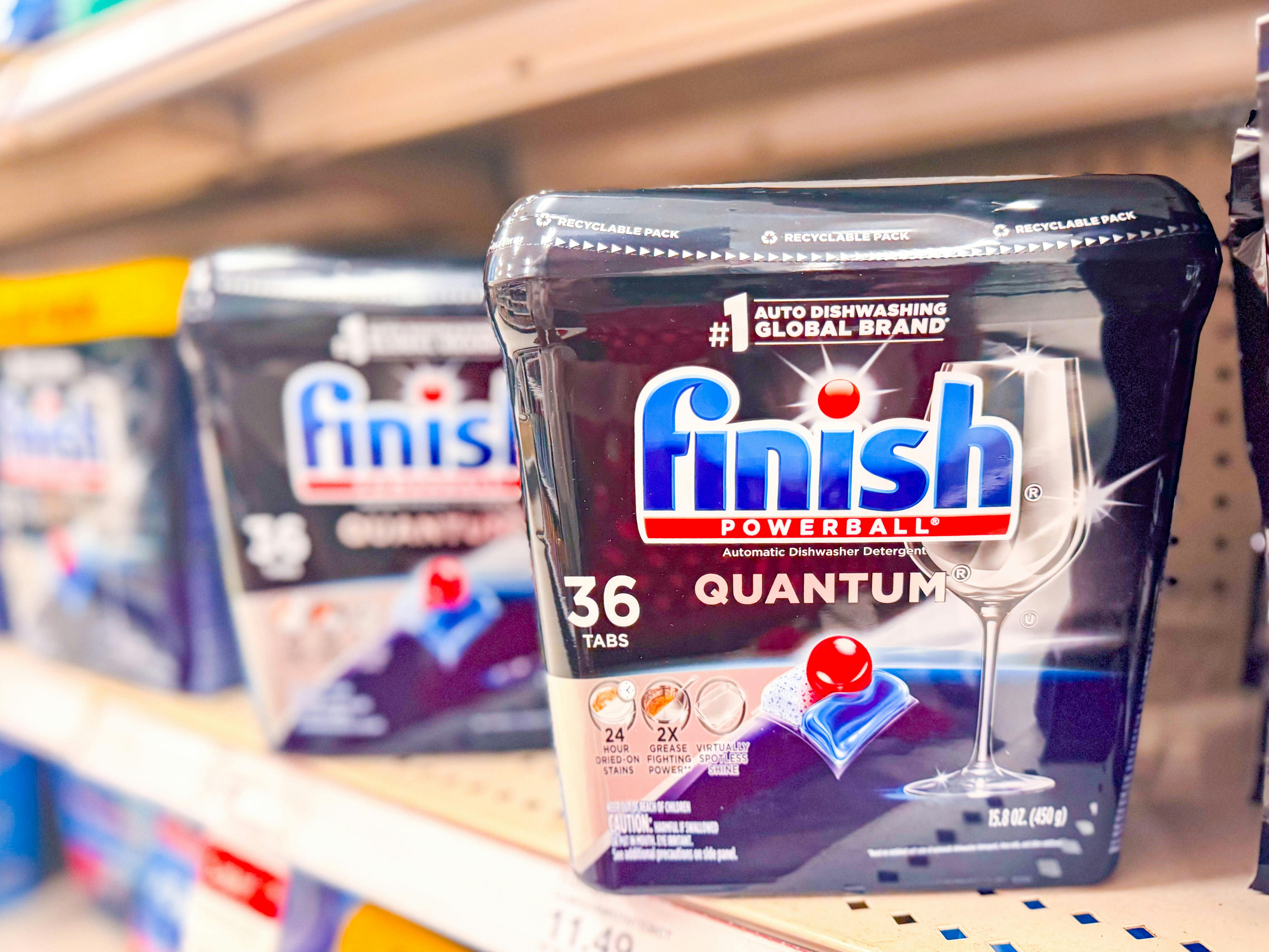 finish quantum dishwasher pods sitting on a target shelf