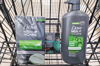 dove men care products in shopping cart