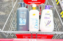 dove body washes in a cvs shopping cart