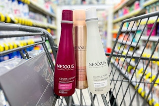nexxus hair care bottles in a shopping cart