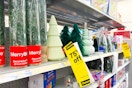 christmas clearance shelf with signage