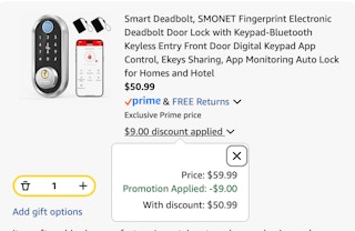 smart deadbolt Amazon receipt