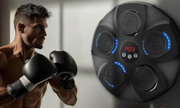 a person boxing with a music boxing machine