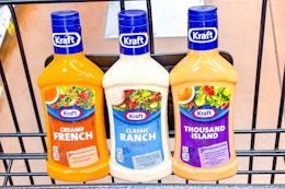 kraft dressing bottles in shopping cart