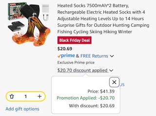 heated socks cart