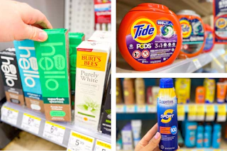 walgreens hello, tide, coppertone 3-photo collage