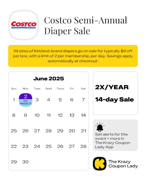 Costco Diaper Sale predicted start date of June 2, 2025