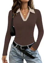 Women's Long Sleeve Collared Top