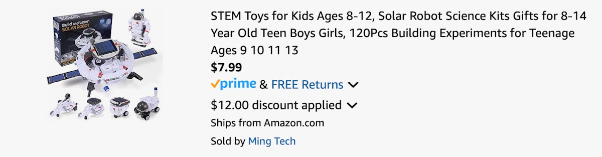 Amazon STEM Solar Robot Building Kit 2025 2