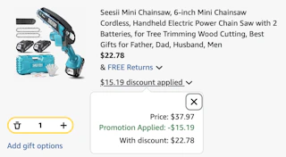 chainsaw Amazon receipt