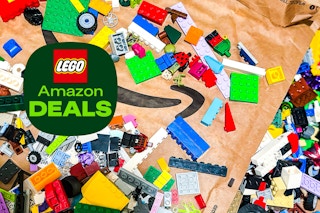 lego blocks on an amazon bag