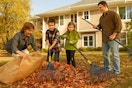 a family with metal rakes