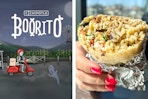 chipotle boorito sign and a burrito