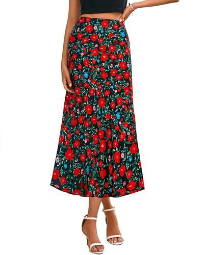 BTFBM Women's Satin Midi Skirt