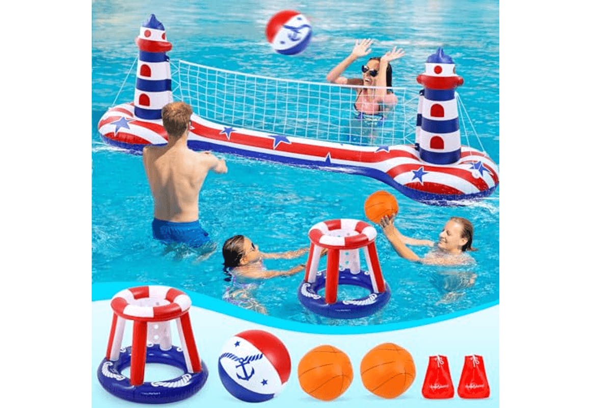 Volleyball Net and Basketball Hoop