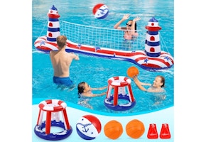 Volleyball Net and Basketball Hoop