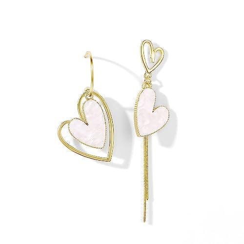 Asymmetrical Heart Dangle Earrings