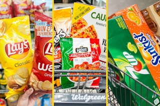 collage with lays chips, sunkist and 7up soda, and cooked perfect meatballs