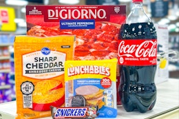 kroger 5x digital coupon deals groceries on store shelf