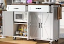white rolling kitchen island