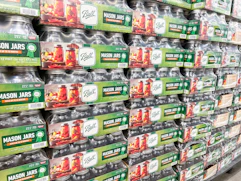 ball pint mason jars on walmart display
