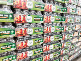 ball pint mason jars on walmart display