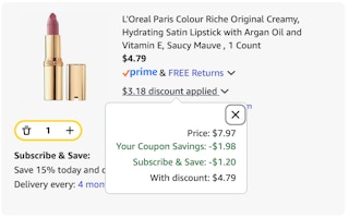 lipstick Amazon receipt
