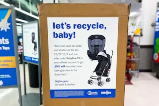 meijers car seat recycle box for the car seat trade in event
