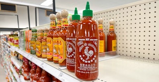 Two bottles of Sriracha left on the shelf at Target, while other hot sauces have plenty of inventory.