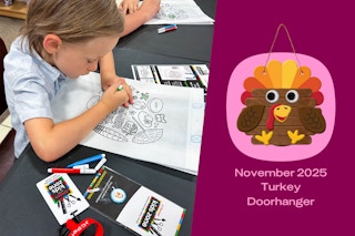 Jcpenney kids craft of a turkey doorhanger for Novermber 2025