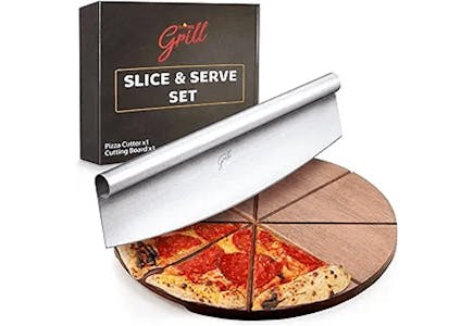 Pizza Cutter and Serving Board