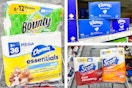 collage image of bounty, charmin, scott, and kleenex paper products