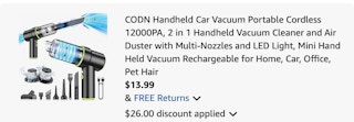 vacuum cleaner Amazon receipt