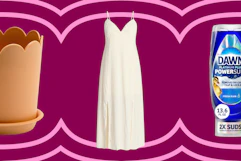 planter, women's dress in white, and Dawn PowerSuds Dishsoap
