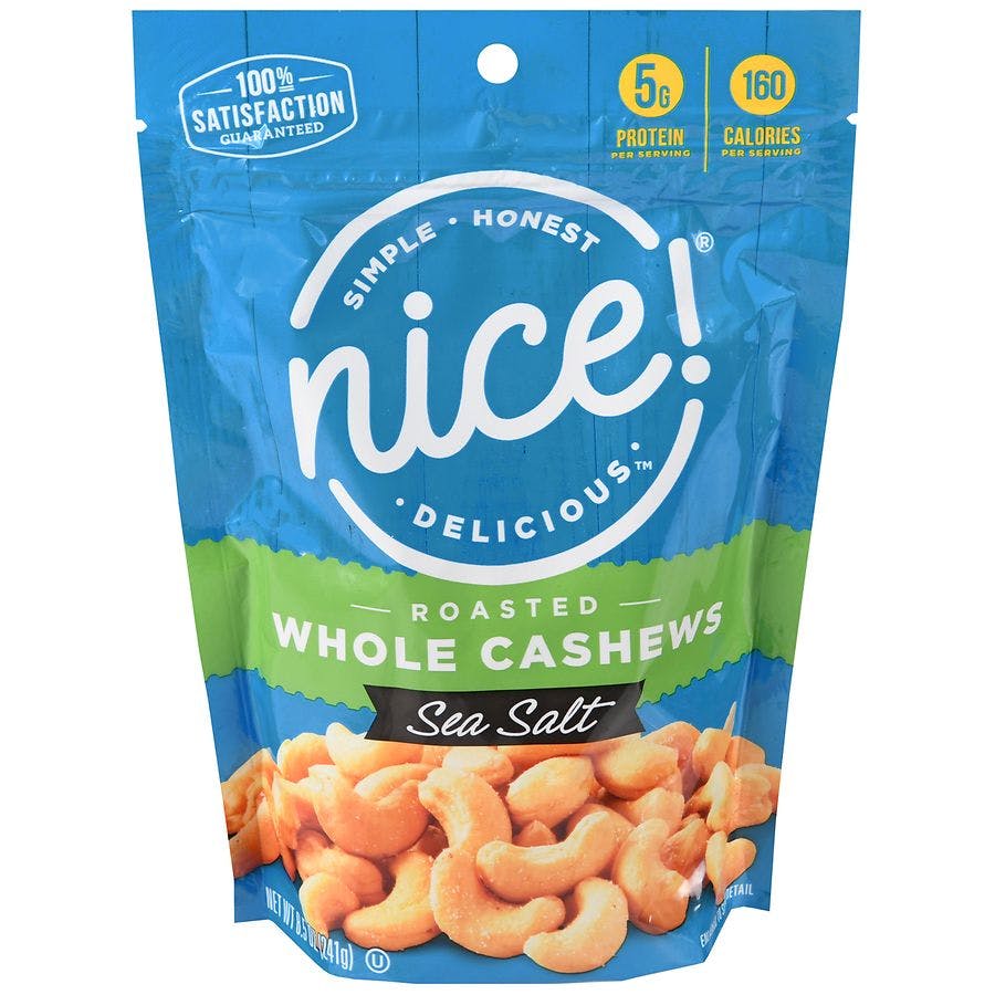 2 Nice! Roasted Whole Cashews Bags
