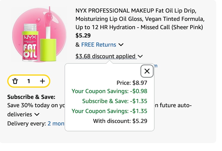 lip balm Amazon receipt