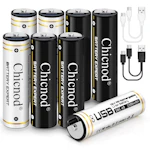 USB-C Rechargeable AA Batteries 8-Pack