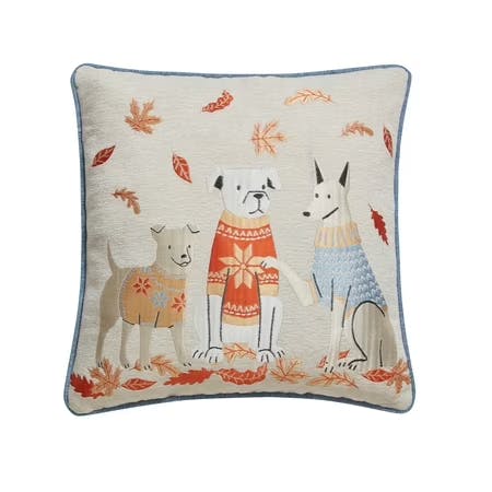 Dogs and Leaves Decorative Pillow