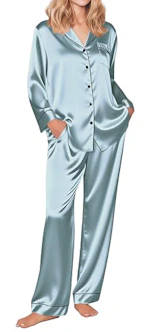 Ekouaer Women's Silk Pajama Set