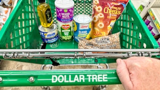 a dollar tree cart with foods