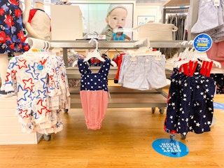 display of fourth of july clothes at Carters