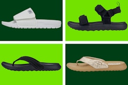 Sandals on Sale at Hey Dude — $15 Kids' Slides and $25 Adult Sandals card image