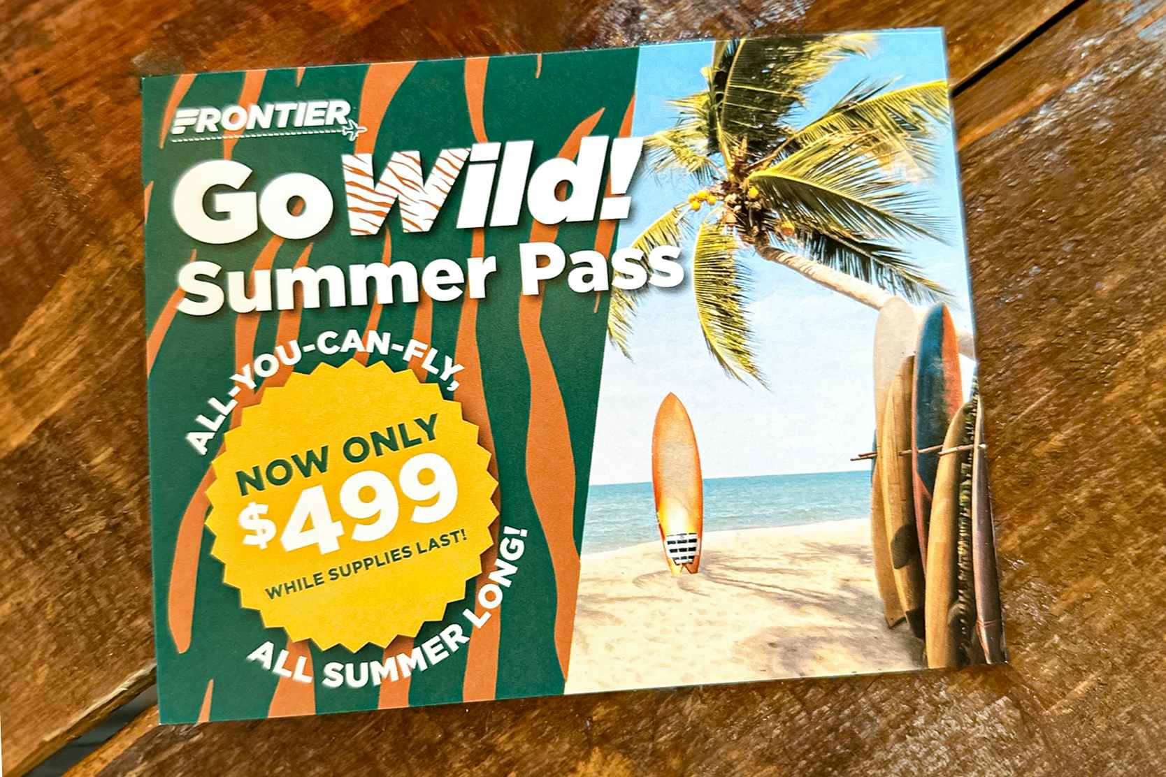 a flyer for the Frontier Airlines Go Wild summer pass